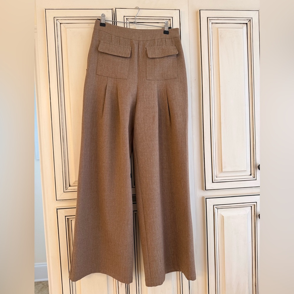 Cider Wide-Leg High-Waist Pants in Warm Brown